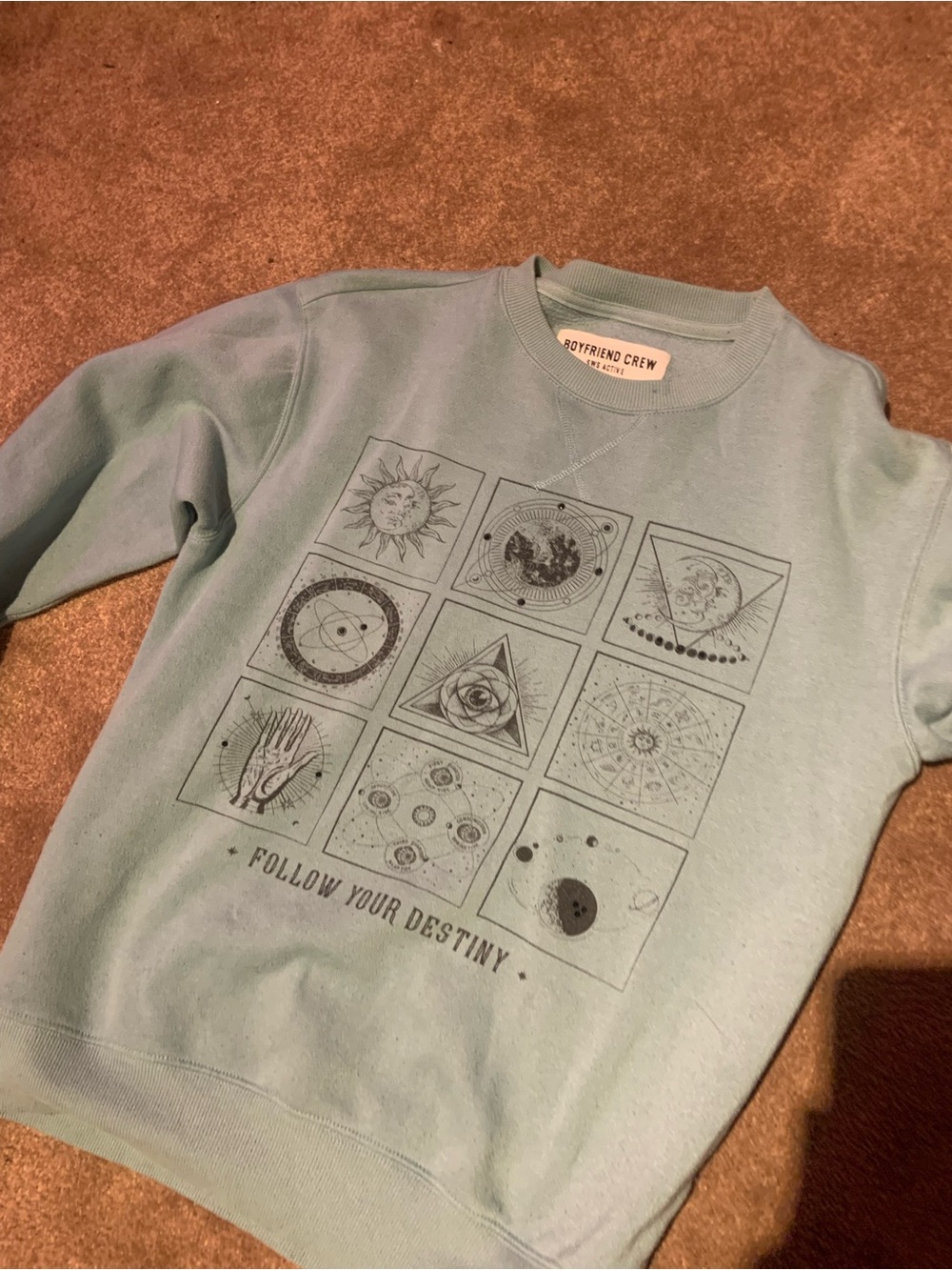 Light Blue Graphic Sweatshirt - Follow Your Destiny